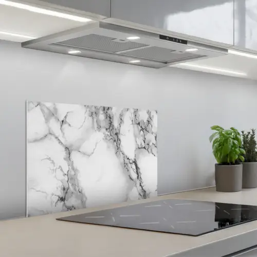 Marmer - Steen - Wit - Grijs - Zwart - Marmerlook keuken achterwand spatscherm klein -3d_schuin
