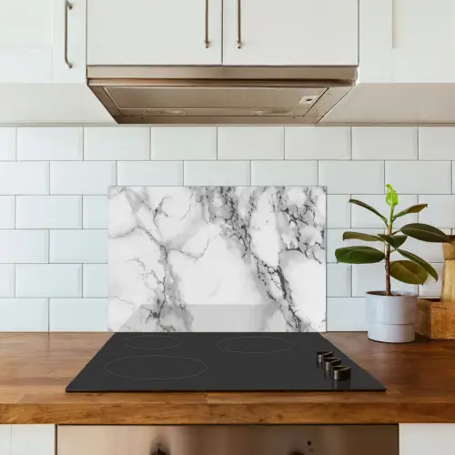 Marmer - Steen - Wit - Grijs - Zwart - Marmerlook keuken achterwand spatscherm klein -sfeer2