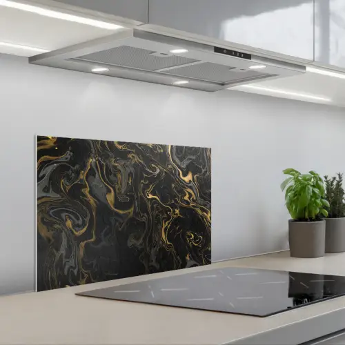 Marmer - Textuur - Grijs - Goud - Marmerlook - Luxe keuken achterwand spatscherm klein -3d_schuin