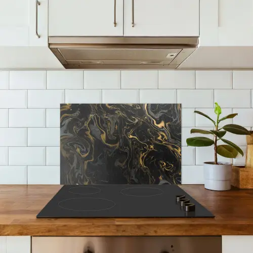 Marmer - Textuur - Grijs - Goud - Marmerlook - Luxe keuken achterwand spatscherm klein -sfeer2