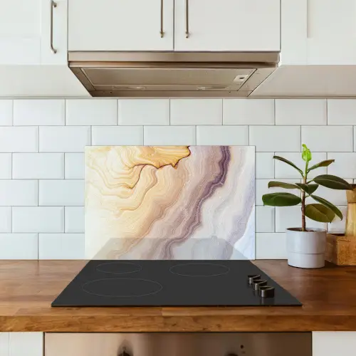 Marmer - Textuur - Zandsteen - Goud - Marmerlook keuken achterwand spatscherm klein -sfeer2