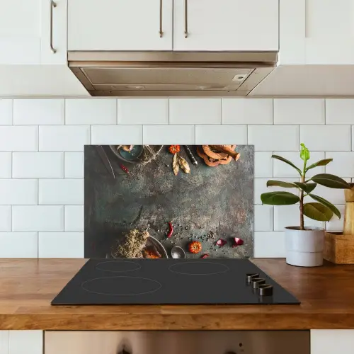 Marmer - Groente - Herfst - Pompoen - Rustiek - Kruiden keuken achterwand spatscherm klein -sfeer2