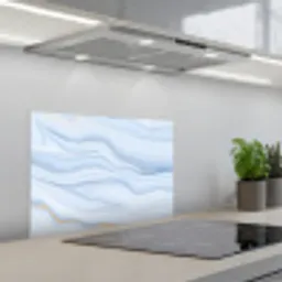 Marmer - Golf - Blauw - Patronen - Marmerlook - Pastel keuken achterwand spatscherm klein -3d_schuin