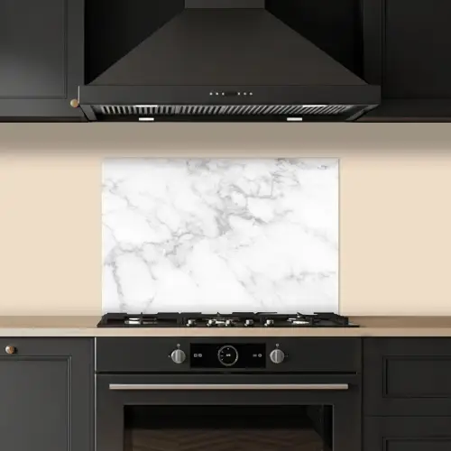 Marmer - Wit - Grijs - Luxe - Marmerlook - Steen keuken achterwand spatscherm klein -sfeer1