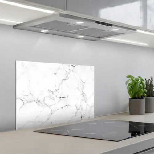 Marmer - Wit - Grijs - Luxe - Marmerlook - Structuur keuken achterwand spatscherm klein -3d_schuin