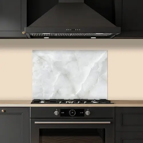 Marmer - Wit - Patronen - Steen - Marmerlook keuken achterwand spatscherm klein -sfeer1