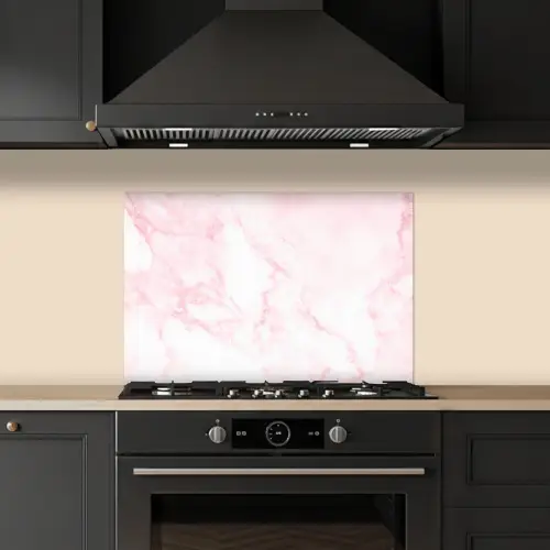 Marmer - Wit - Roze - Chic - Marmerlook keuken achterwand spatscherm klein -sfeer1