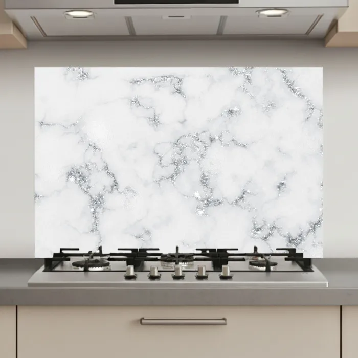 Marmer look - Wit - Grijs keuken achterwand spatscherm klein -3d_website