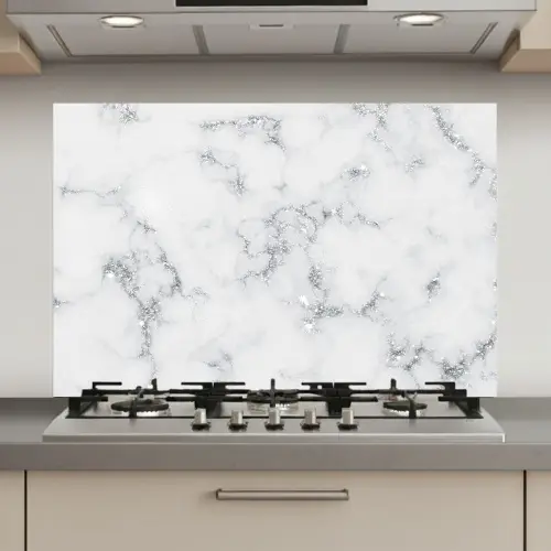 Marmer look - Wit - Grijs keuken achterwand spatscherm klein -3d_website