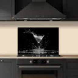 Martini - Spetters - Zwart - Glas keuken achterwand spatscherm klein -sfeer1