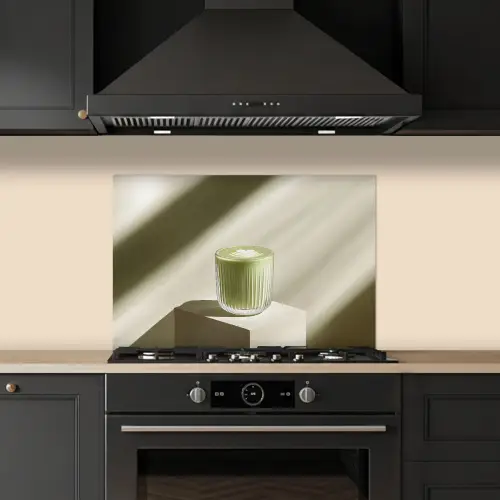 Matcha - Glas - Groen - Minimalistisch keuken achterwand spatscherm klein -sfeer1