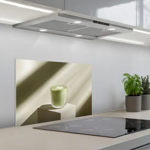 Matcha - Glas - Groen - Minimalistisch keuken achterwand spatscherm klein -3d_schuin
