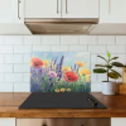 Weide - Bloemen - Kleurrijk keuken achterwand spatscherm klein -sfeer2