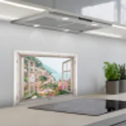 Mediterraans Uitzicht keuken achterwand spatscherm klein -3d_schuin