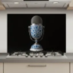 Microfoon - Delfts blauw - Muziek keuken achterwand spatscherm klein -3d_website