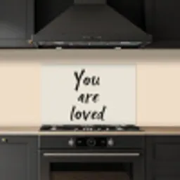 Minimalistisch - Beige - Love keuken achterwand spatscherm klein -sfeer1