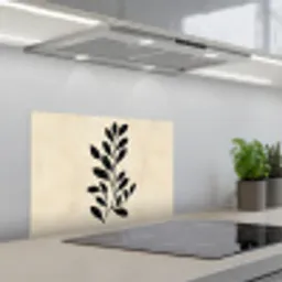 Minimalistisch - Tak - Bladeren - Zwart keuken achterwand spatscherm klein -3d_schuin