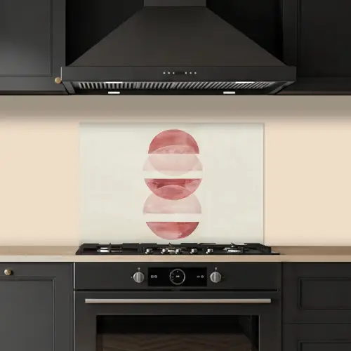 Minimalistisch - Cirkels - Roze keuken achterwand spatscherm klein -sfeer1