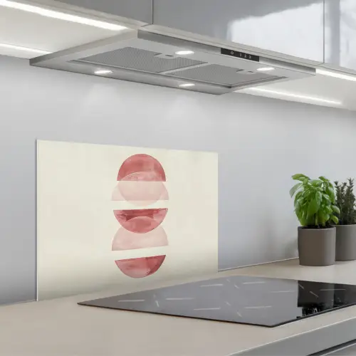 Minimalistisch - Cirkels - Roze keuken achterwand spatscherm klein -3d_schuin