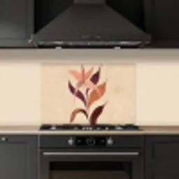 Minimalistisch - Bloem - Bladeren - Beige keuken achterwand spatscherm klein -sfeer1
