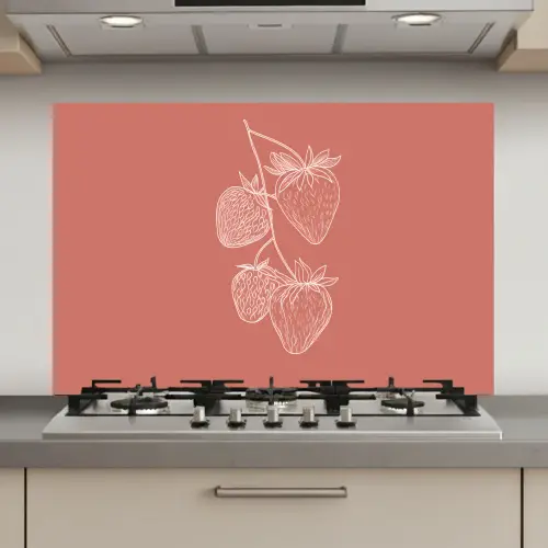 Minimalistisch - Illustratie - Aardbei - Tak keuken achterwand spatscherm klein -3d_website