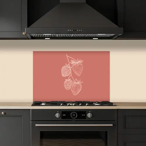 Minimalistisch - Illustratie - Aardbei - Tak keuken achterwand spatscherm klein -sfeer1