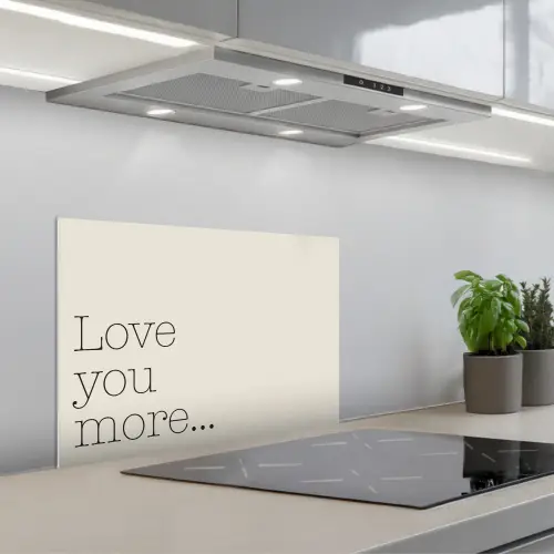 Minimalistisch - Love - Beige keuken achterwand spatscherm klein -3d_schuin