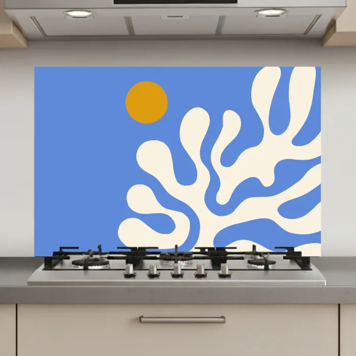 Minimalistisch - Organisch patroon - Blauw keuken achterwand spatscherm klein -3d_website