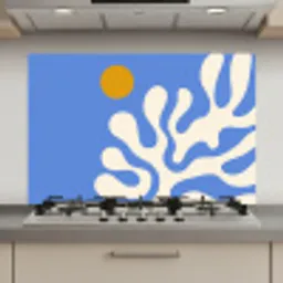 Minimalistisch - Organisch patroon - Blauw keuken achterwand spatscherm klein -3d_website
