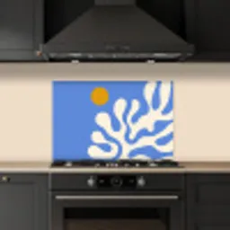 Minimalistisch - Organisch patroon - Blauw keuken achterwand spatscherm klein -sfeer1