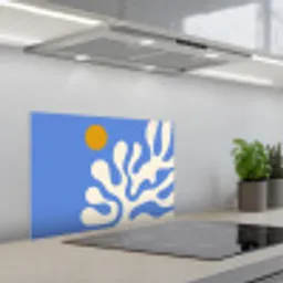 Minimalistisch - Organisch patroon - Blauw keuken achterwand spatscherm klein -3d_schuin