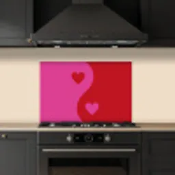 Minimalistisch - Rood - Roze - Hartjes keuken achterwand spatscherm klein -sfeer1