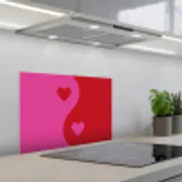Minimalistisch - Rood - Roze - Hartjes keuken achterwand spatscherm klein -3d_schuin