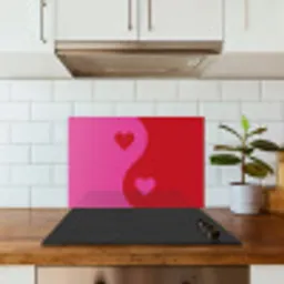 Minimalistisch - Rood - Roze - Hartjes keuken achterwand spatscherm klein -sfeer2