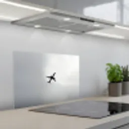 Minimalistisch - Silhouet - Zwart - Vliegtuig keuken achterwand spatscherm klein -3d_schuin