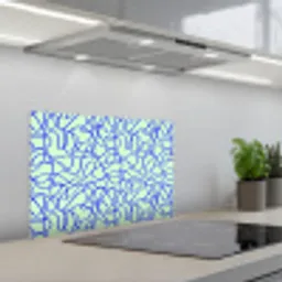 Mint - Blauw - Lijnen - Abstract keuken achterwand spatscherm klein 900 -3d_schuin
