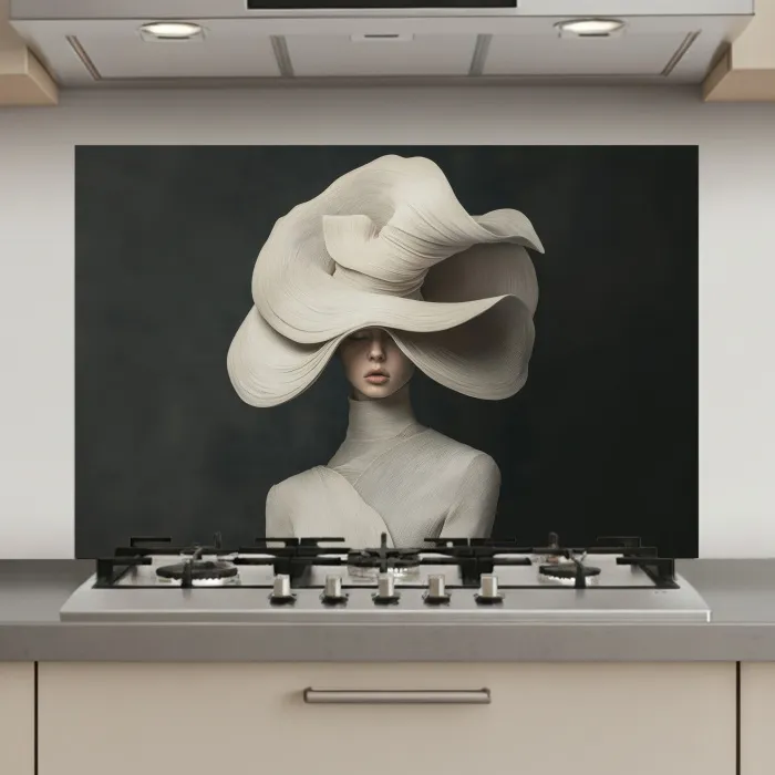 Modern - Vrouw - Hoed keuken achterwand spatscherm klein -3d_website