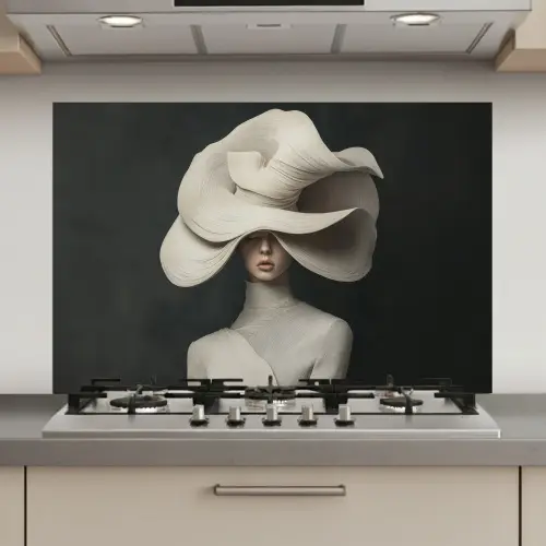 Modern - Vrouw - Hoed keuken achterwand spatscherm klein -3d_website