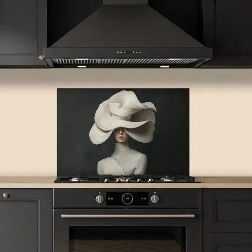 Modern - Vrouw - Hoed keuken achterwand spatscherm klein -sfeer1