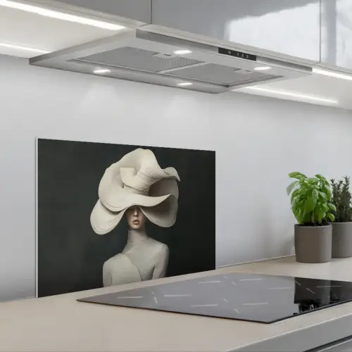 Modern - Vrouw - Hoed keuken achterwand spatscherm klein -3d_schuin