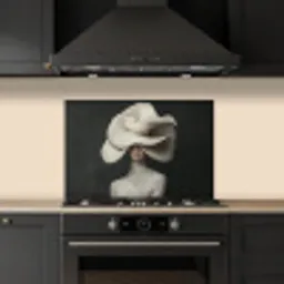 Modern - Vrouw - Hoed keuken achterwand spatscherm klein -sfeer1