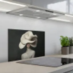 Modern - Vrouw - Hoed keuken achterwand spatscherm klein -3d_schuin