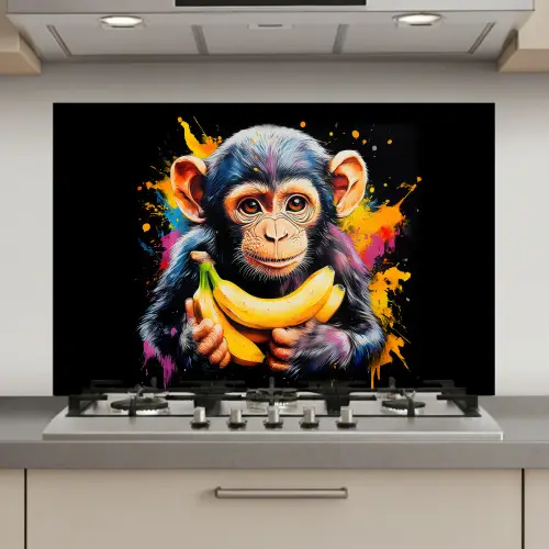 Aap - Graffiti - Kleurrijk - Bananen - Modern keuken achterwand spatscherm klein -3d_website