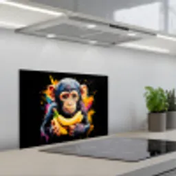 Aap - Graffiti - Kleurrijk - Bananen - Modern keuken achterwand spatscherm klein -3d_schuin