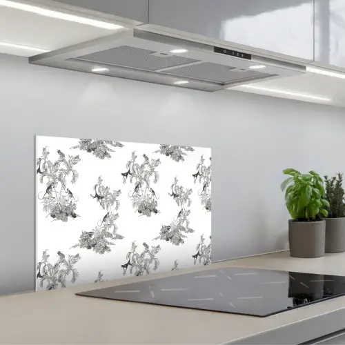 Aap - Oerwoud - Grijs keuken achterwand spatscherm klein 900 -3d_schuin