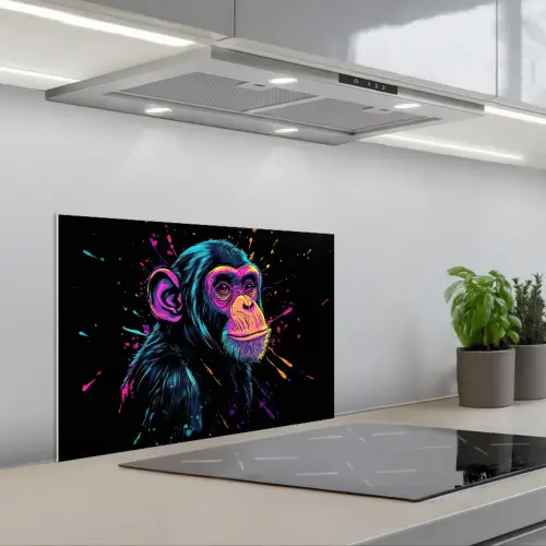 Aap - Verf - Neon - Kleur keuken achterwand spatscherm klein -3d_schuin