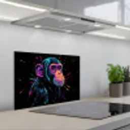 Aap - Verf - Neon - Kleur keuken achterwand spatscherm klein -3d_schuin