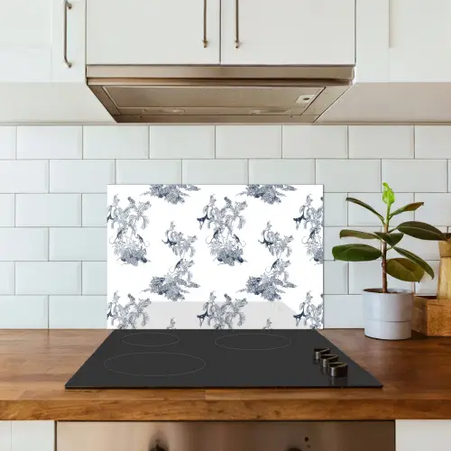 Aap - Palmboom - Blauw keuken achterwand spatscherm klein 900 -sfeer2