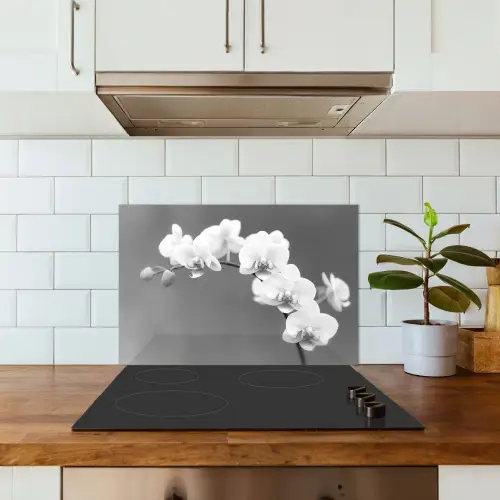 Monochrome Orchideeënpracht keuken achterwand spatscherm klein -sfeer2
