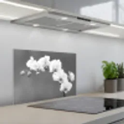 Monochrome Orchideeënpracht keuken achterwand spatscherm klein -3d_schuin
